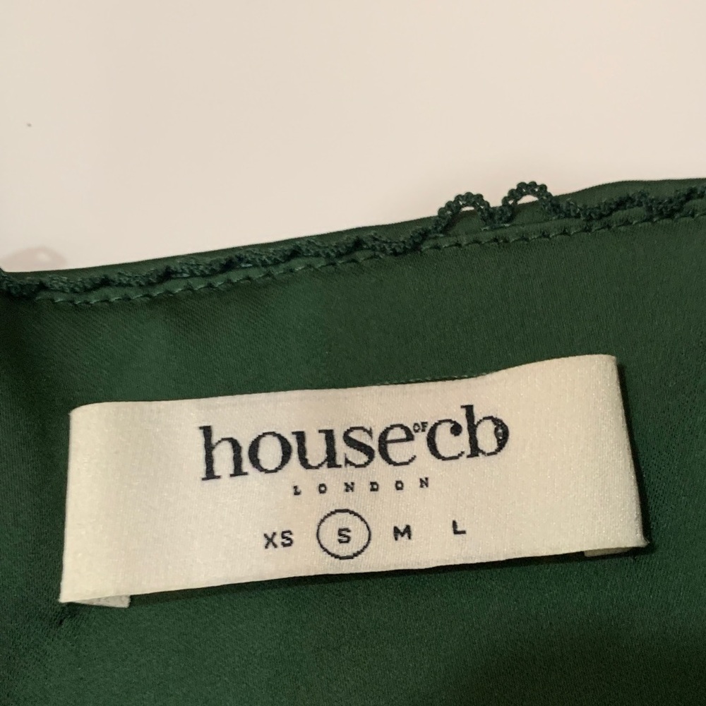 House of CB Ellica Emerald Green Mesh Sleeve Bodycon Midi Dress Size S Excellent - Picture 8 of 16